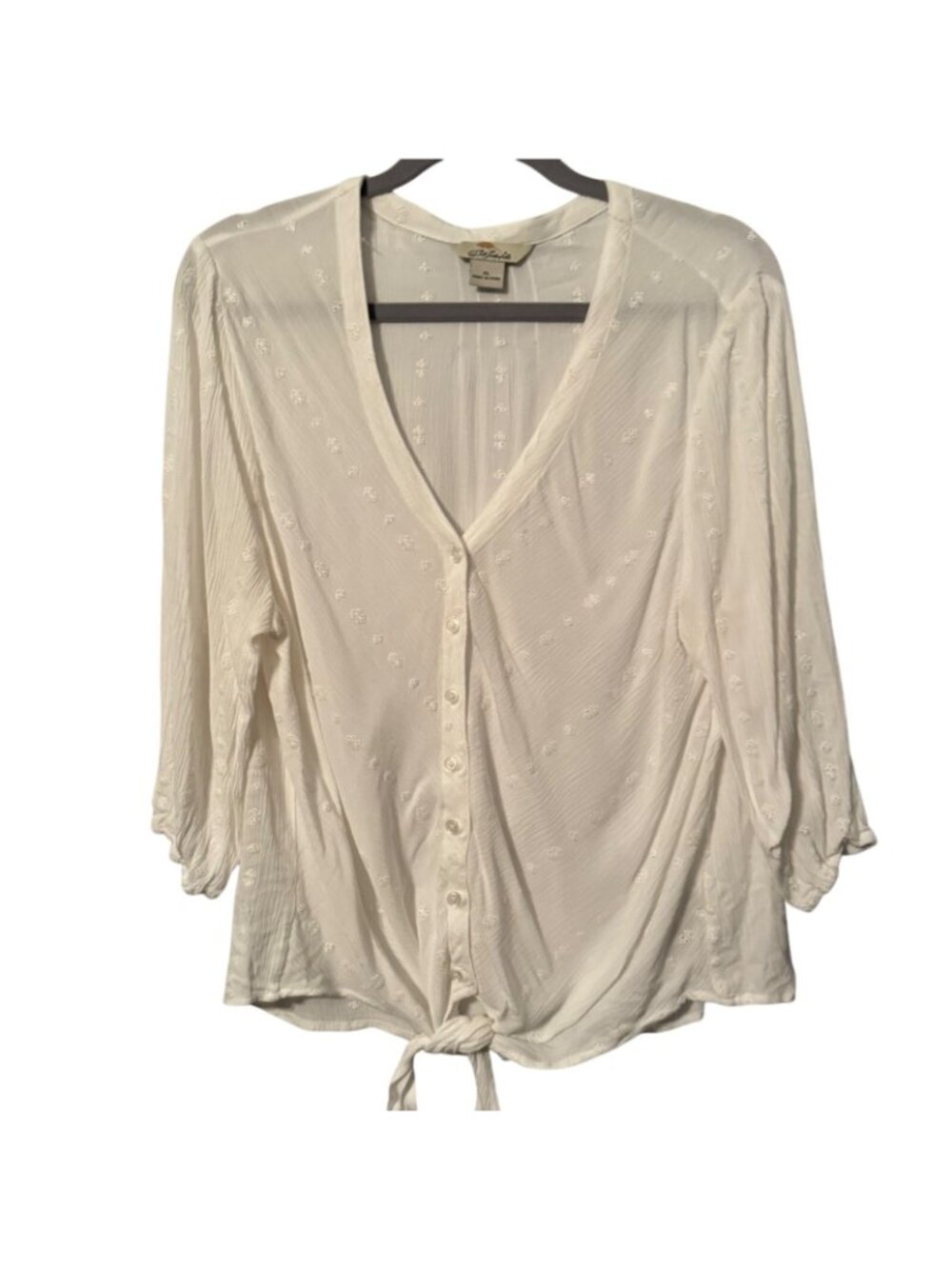 Bob Timberlake Womens White Embroidered Tie-Front Blouse Size Xl women blouse - Picture 5 of 11